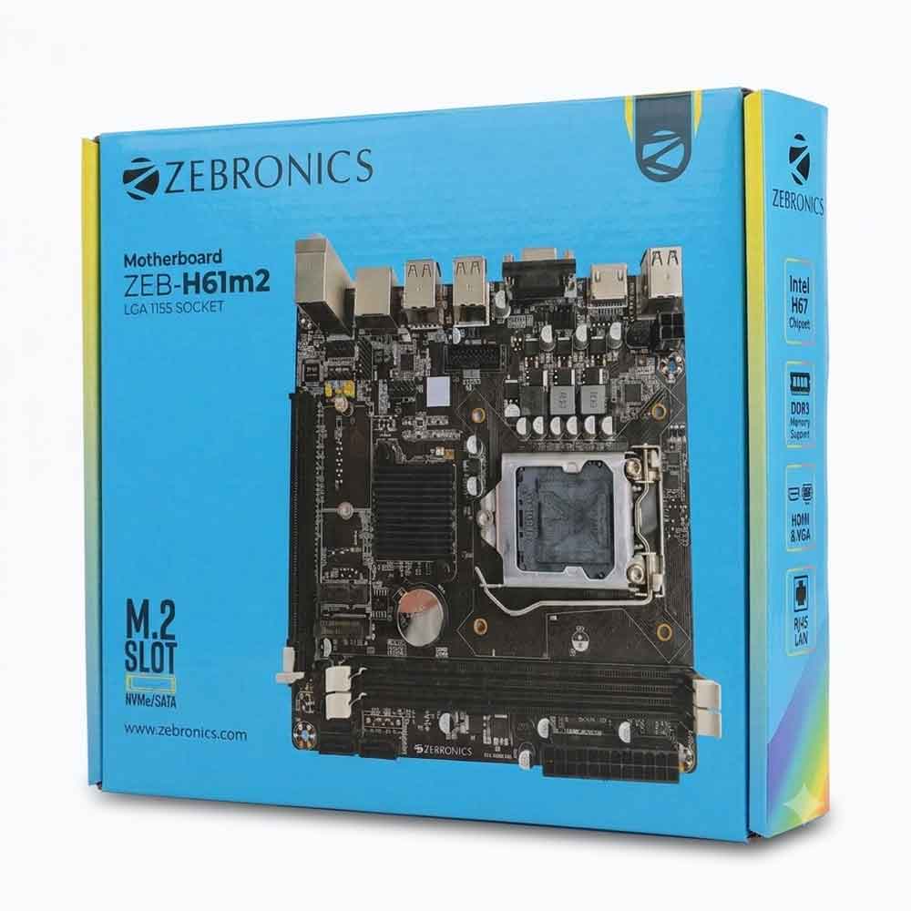 ZEBRONICS ZEB-H61M2 Motherboard with M.2 Slot | LGA 1155 | Intel H61 Chipset | DDR3 | Micro-ATX